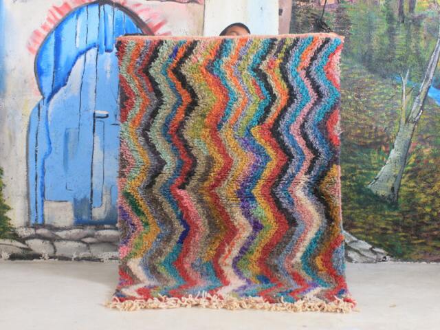 Moroccan Rug, Custom Fabulous Boujad Authentic, Azilal Abstract Multicolored Carpet - image 1