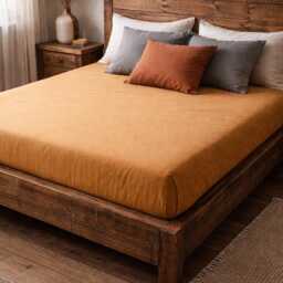 stonewashed Linen Fitted Sheet - Pure Lithuanian Various Colors Soft Breathable Bedding Queen King Natural - thumbnail 2