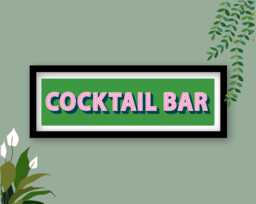 Framed Cocktail Bar Print, Sign, Wall Art Sign Bar, Cart Art, Decor, Themed - thumbnail 1