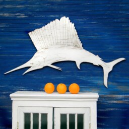 Sailfish Wall Decor Beach Coastal Saltwater Fish Art Oversized Sail Sign Outdoor House Gift For Him - thumbnail 3