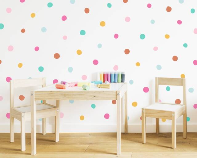 Rainbow Polka Dot Wall Decals - Removable Stickers, Kids Room Decor, Nursery Art, Peel-And-Stick Confetti - image 1