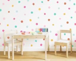 Rainbow Polka Dot Wall Decals - Removable Stickers, Kids Room Decor, Nursery Art, Peel-And-Stick Confetti - thumbnail 1