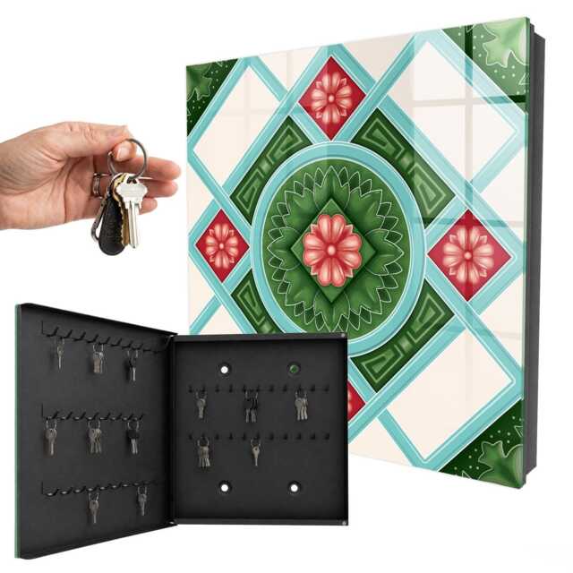 Floral Geometry Key Cabinet For Home, Green Box Geometric Backgrounds & Patterns, Lovers Of Modern Elegant Designs - image 1