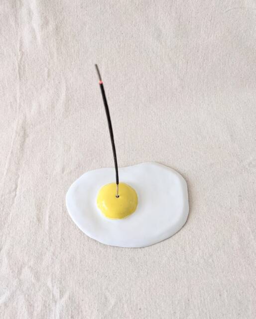 Sunny Side Up - Ceramic Egg Incense Holder - image 1