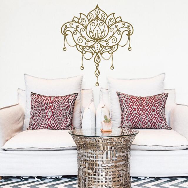 Lotus Flower Vinyl Wall Decal Mandala Moroccan Boho Decor #98 - image 1
