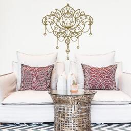 Lotus Flower Vinyl Wall Decal Mandala Moroccan Boho Decor #98 - thumbnail 1