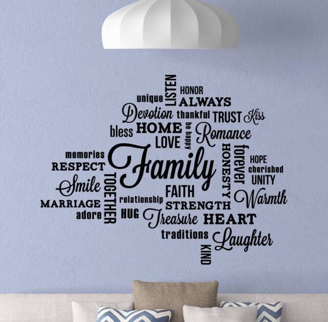Family Wall Decal Sign Motivational Words Cloud Poster House Quote Living Room Vinyl Sticker Gift Bedroom Decor Home Art 813 - image 1