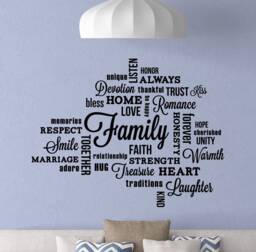Family Wall Decal Sign Motivational Words Cloud Poster House Quote Living Room Vinyl Sticker Gift Bedroom Decor Home Art 813 - thumbnail 1