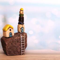 Nautical Art, Lighthouse Decor, Unique Ceramics, Rustic Home Clay Christmas Gift For Him, Hanukkah Gift, Tiny Ceramic House, Art - thumbnail 2