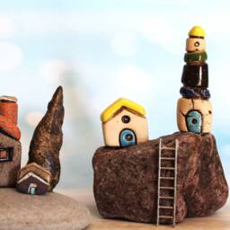 Nautical Art, Lighthouse Decor, Unique Ceramics, Rustic Home Clay Christmas Gift For Him, Hanukkah Gift, Tiny Ceramic House, Art - thumbnail 4