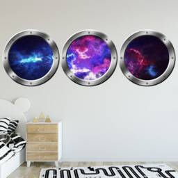 Vwaq Solar System Kids Room Decor Classroom, Reusable Fabric Decal Material Spaceship Window Stickers 3D Space Vinyl Wall Decals Spw30 - thumbnail 1