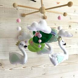Mobile Baby, Theme Swan Pink Green Purple, Water Lilies & Clouds, Cradle Suspension, Baby Room Decoration, Games, Suspension Deco - thumbnail 2