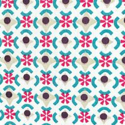 313. Handmade Blue/Dark Pink Stars Flowers 100% Cotton Cushion Cover Various Sizes - thumbnail 2
