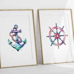 Pirate Nursery Prints - Set Of 8 Boys Room Wall Art, Printed Or Framed - thumbnail 3