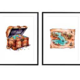 Pirate Nursery Prints - Set Of 8 Boys Room Wall Art, Printed Or Framed - thumbnail 2
