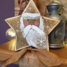 Saint Nicholas Primitive Christmas Star Decorations. Freestanding, Hanging For The Tree, Mantel, Door Handle Or Table. Bespoke, Personalised - thumbnail 2