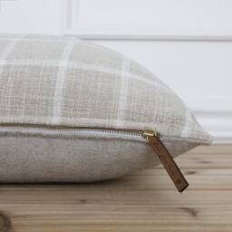 Tan Plaid Pillow Cover Accent Decorative Throw Handmade Designer Farmhouse Covers -- Griffin - thumbnail 2