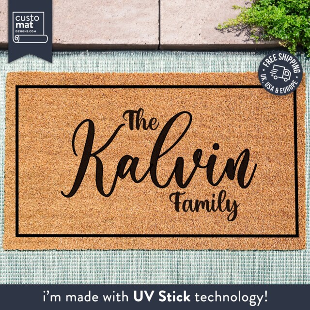 Custom Family Doormat - Closing Gift Last Name Personalized Door Mat Welcome Housewarming New Home Realtor - image 1