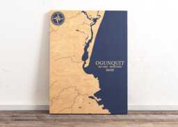 Ogunquit, Maine Map - Engraved Wood Coastal Wall Art Sign, Beach House Home Decor Nautical Life Print, Unique Personalized Family Gift - thumbnail 1