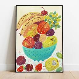 Summer Fruits Art Print, Printable Digital Gouache Illustration, Kitchen Poster, Food Wall Decor - thumbnail 3