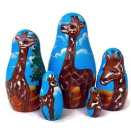 Handmade Giraffe Nesting Dolls Wooden Safari Animal Stacking Toy
