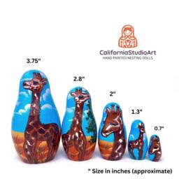 Handmade Giraffe Nesting Dolls Wooden Safari Animal Stacking Toy - thumbnail 3