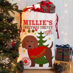 Personalised Tan Labradoodle Christmas Sack Dog Treat Stocking Xmas Puppy Present New Pup Gift Doodle Ecds55 - thumbnail 3