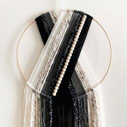 Beaded Yarn Hoop Wall Hanging Modern Boho Nursery Decor - thumbnail 2