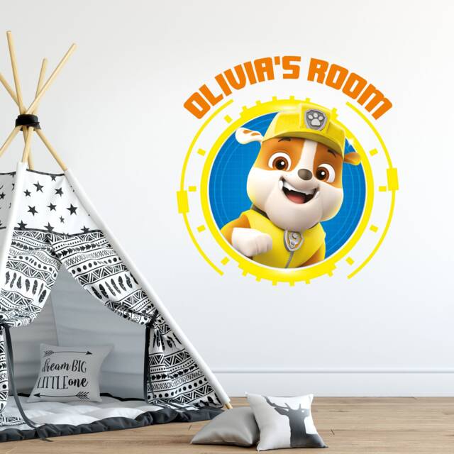 Paw Patrol Wall Sticker - Rubble Personalised Name Decal