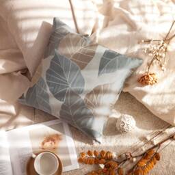 Goldish Tan, Gray & Beige Pillow, Decorative Throw Pillow Cover, Cushion Pillowcase, Accent Satin Blend, Floral Pattern - thumbnail 3