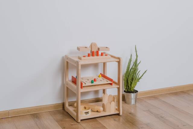 Montessori Small Bookshelf Beech Wood Toy Shelf For Toddlers - image 1