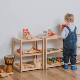 Montessori Small Bookshelf Beech Wood Toy Shelf For Toddlers - thumbnail 2