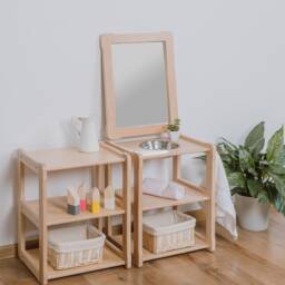 Montessori Small Bookshelf Beech Wood Toy Shelf For Toddlers - thumbnail 3