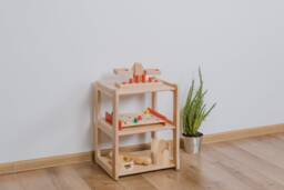Montessori Small Bookshelf Beech Wood Toy Shelf For Toddlers - thumbnail 1