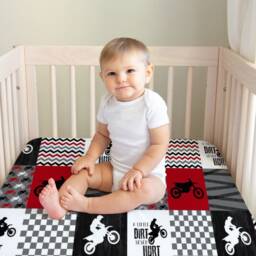 Motocross Baby Blanket Red Dirt Bike Nursery Decor - thumbnail 3
