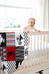 Motocross Baby Blanket Red Dirt Bike Nursery Decor - thumbnail 1