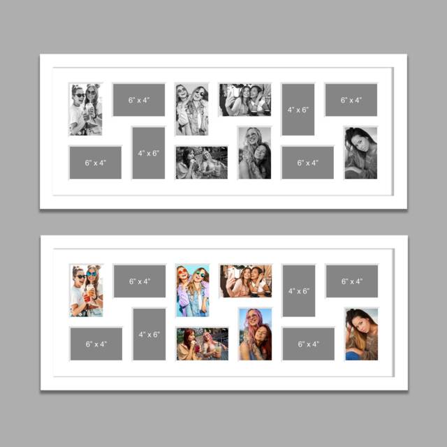 Large Multi Photo Picture Frame - Holds 12 4x6 Photos in A White Wooden With Mount - image 1
