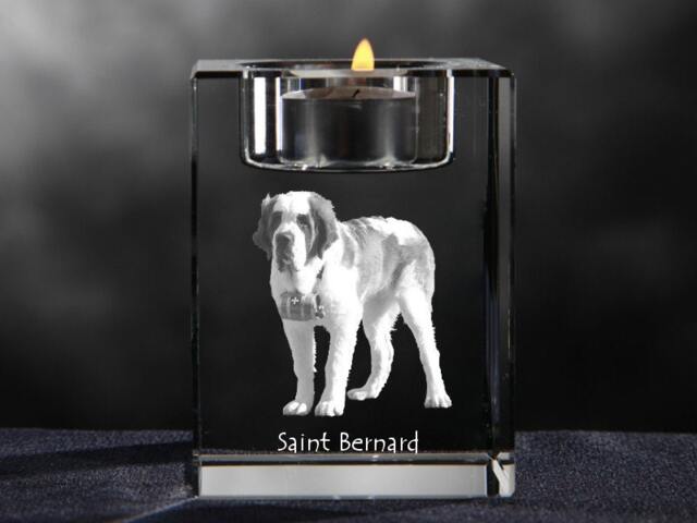 st. Bernard, Crystal Candlestick With Dog, Souvenir, Decoration, Limited Edition, Collection - image 1