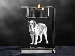 st. Bernard, Crystal Candlestick With Dog, Souvenir, Decoration, Limited Edition, Collection - thumbnail 1