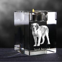 st. Bernard, Crystal Candlestick With Dog, Souvenir, Decoration, Limited Edition, Collection - thumbnail 2