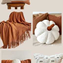Burnt Orange Acrylic Throw Blanket With Fringe, Cozy Textured Accent Piece - thumbnail 4