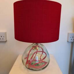 Handmade Drum Lampshade Linoso Fuchsia Fabric, Table/Floor/Ceiling - thumbnail 2