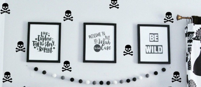 Skull & Crossbones Bones Fun Decals Minimalist Hipster Playroom Gift Monochrome Wall Decal Stickers Diy Hip Room Babyshower Remodel - image 1