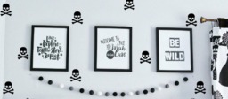 Skull & Crossbones Bones Fun Decals Minimalist Hipster Playroom Gift Monochrome Wall Decal Stickers Diy Hip Room Babyshower Remodel - thumbnail 1