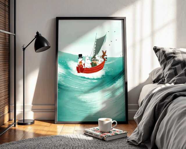 Moomin Sailing Adventure Wall Art - Nordic Whimsical Illustration Print Scandinavian Kids Room Decor - image 1