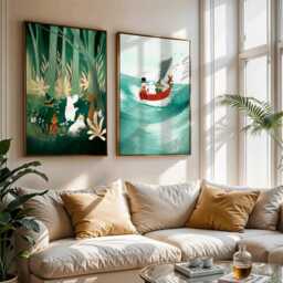 Moomin Sailing Adventure Wall Art - Nordic Whimsical Illustration Print Scandinavian Kids Room Decor - thumbnail 3