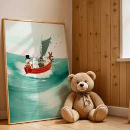 Moomin Sailing Adventure Wall Art - Nordic Whimsical Illustration Print Scandinavian Kids Room Decor - thumbnail 2