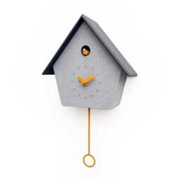 Modern Cuckoo Clock, Minimalist Wall Scandinavian Home Decor, Concrete Texture Clock - thumbnail 4