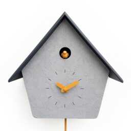 Modern Cuckoo Clock, Minimalist Wall Scandinavian Home Decor, Concrete Texture Clock - thumbnail 2