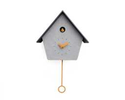 Modern Cuckoo Clock, Minimalist Wall Scandinavian Home Decor, Concrete Texture Clock - thumbnail 1